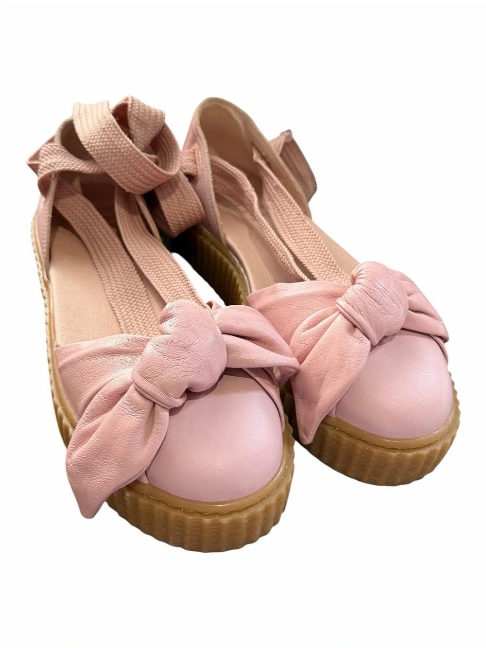PUMA X FENTY Rihanna Bow Creeper Lace Up Platform Sneakers Shoes Pink‎ 9